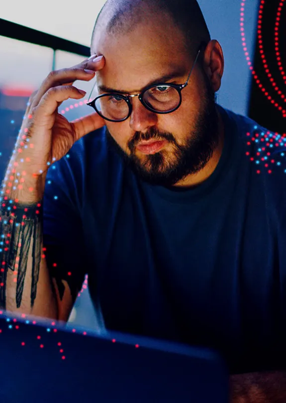 Man working on a laptop